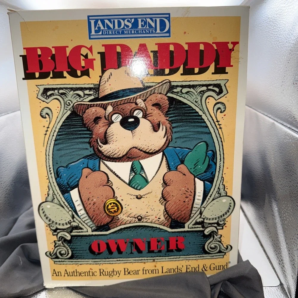 LANDS' END Rugby Teddy Bear ORIGINAL Big Daddy RARE - By Gund Excellent! EUC